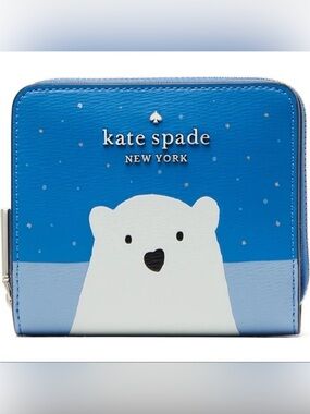 NWT Kate Spade Arctic Friends Polar Bear Small Zip Around Wallet